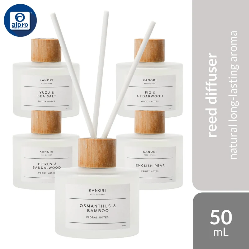 KANORI Reed Diffuser (Yuzu Seasalt/ Citrus Sandalwood/ English Pear/ Fig Cedarwood/ Osmanthus Bamboo) 50mL