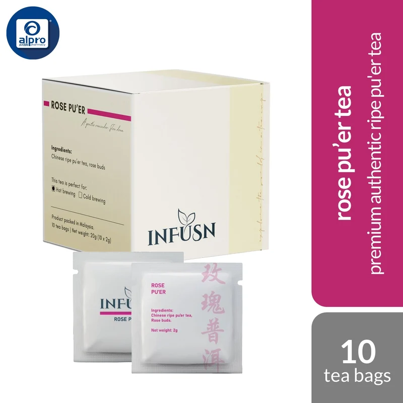 Infusn Tea 10s (Rose Pu er, Peach Oolong, Chamonile Rose, Peace with you, Jin Jun Mei, Earl Grey & White Jasmine)