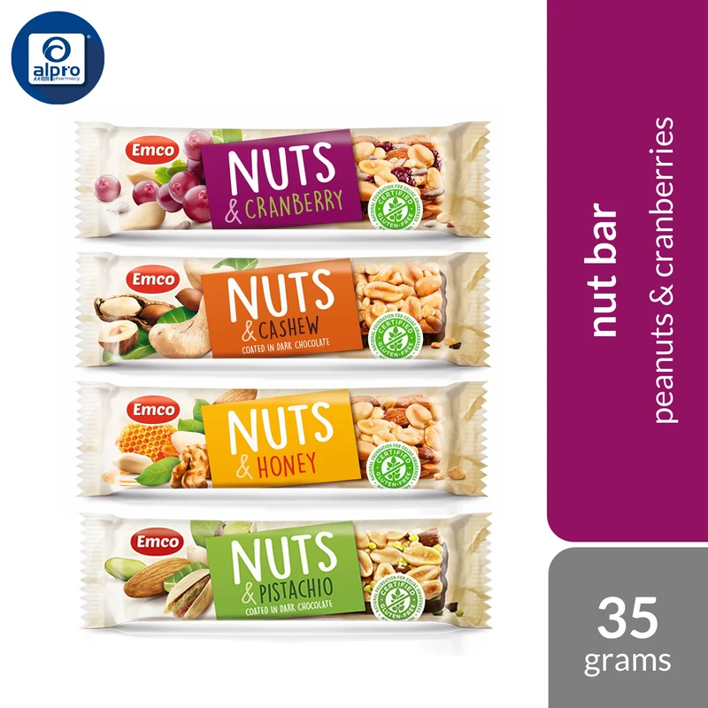 Emco Nut Bar (Cranberry/ Cashew/ Honey/ Pistachio) 35g | Perfect Delicious Snack