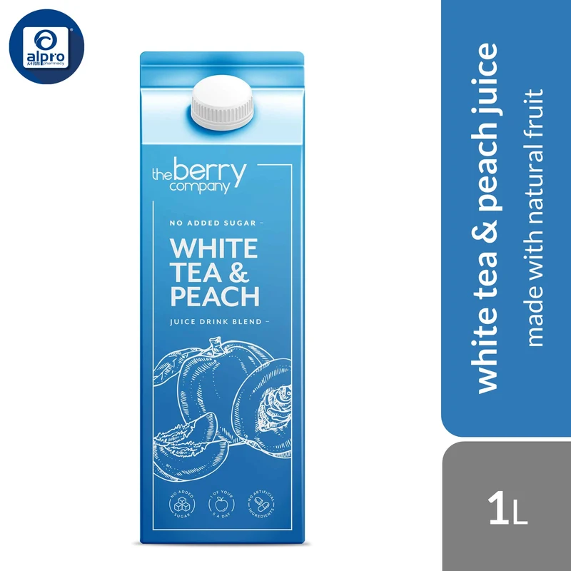 The Berry Company White Tea & Peach Juice 1L | No Artificial Sweeteners & No Preservatives