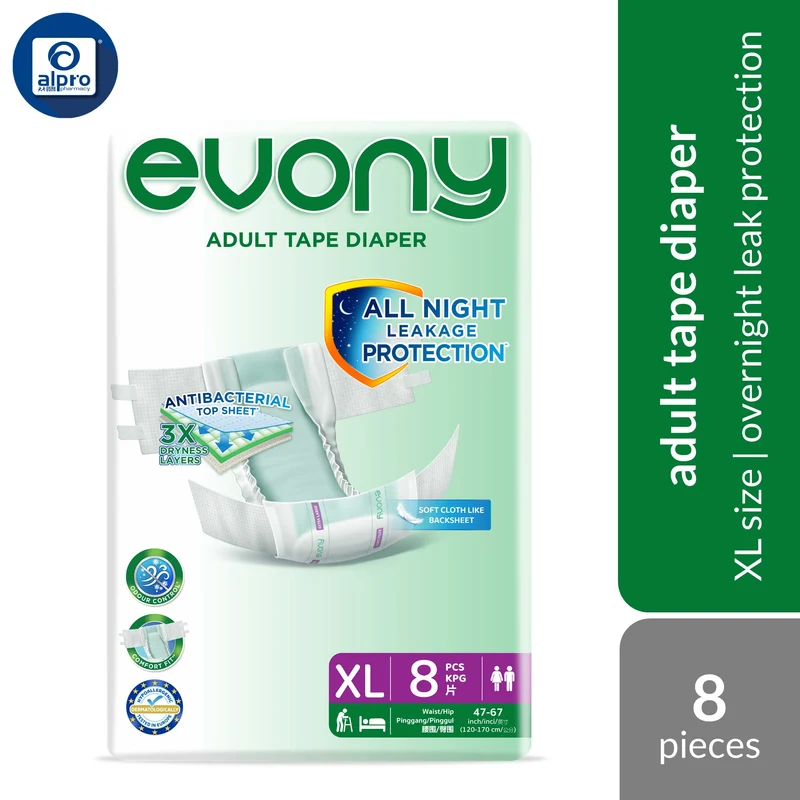 Evony Adult Diaper (Size XL) 8s | All Night Leakage Protection
