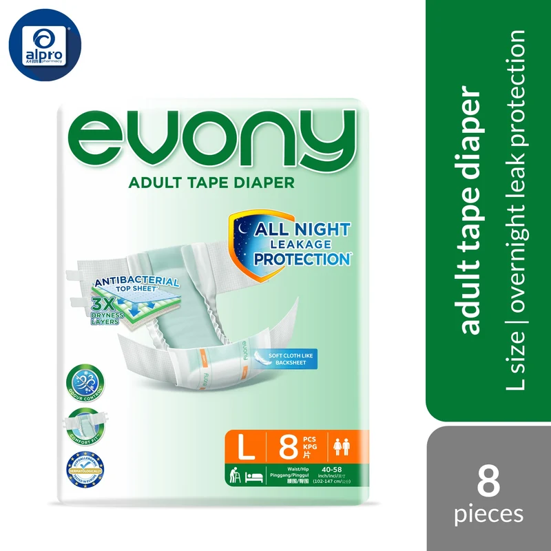 Evony Adult Diaper (Size L) 10s | All Night Leakage Protection