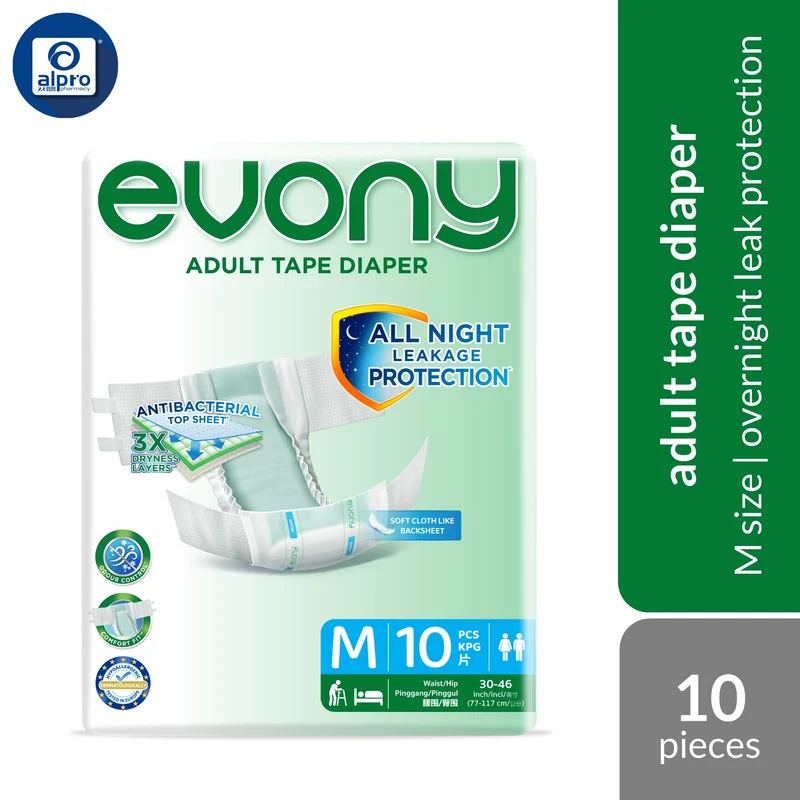 Evony Adult Diaper (Size M) 10s | All Night Leakage Protection
