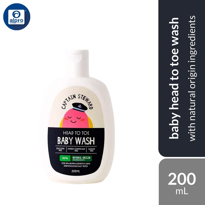 Captain Steward Baby Wash Head To Toe 200mL | Made with Natural Origin Ingredients Suitable for Newborns