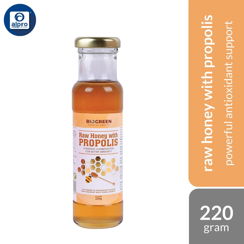 Biogreen Raw Honey With Propolis 220g | Powerful Antioxidant Support