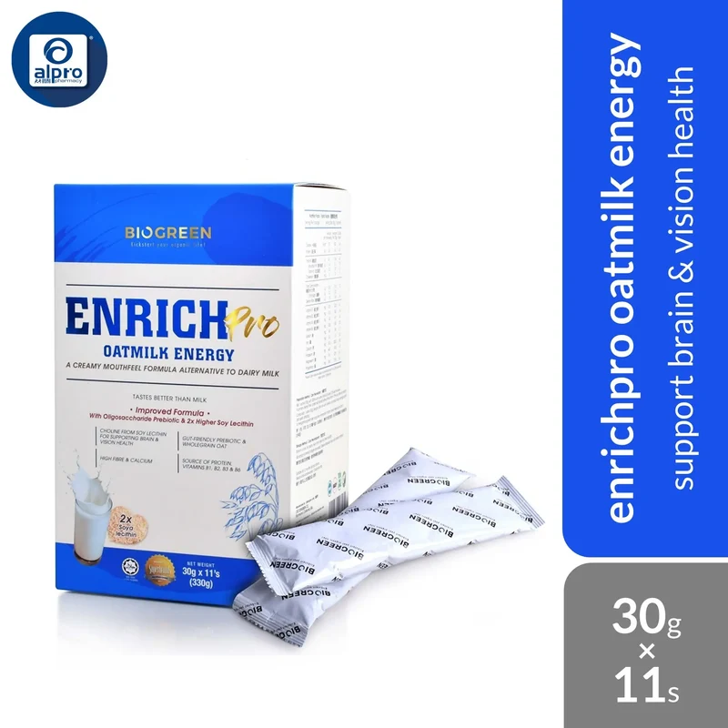 Biogreen Enrich Pro Oatmilk Energy 30g ×11s | Support Brain & Vision Health