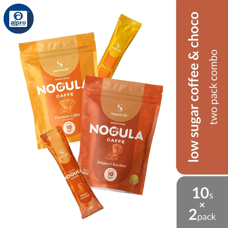 SweetLab NOGULA Caffe Arabica Coffee 10s + Belgian Chocolate 10s | Premium Low Sugar Beverage