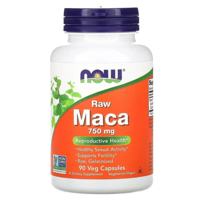 Now Raw Maca 750 Mg Veg Capsules 90'S