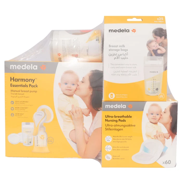 Medela Harmony Essentials Pack+storage Bags 25+nursing Pads 60'S+milk Bottle 250ml 2'S+calma Ar En