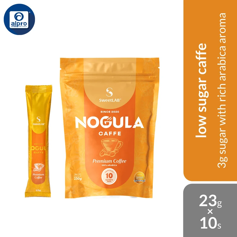 SweetLab NOGULA Caffe Arabica Coffee 23g ×10s | 3g Sugar With Rich Arabica Aroma