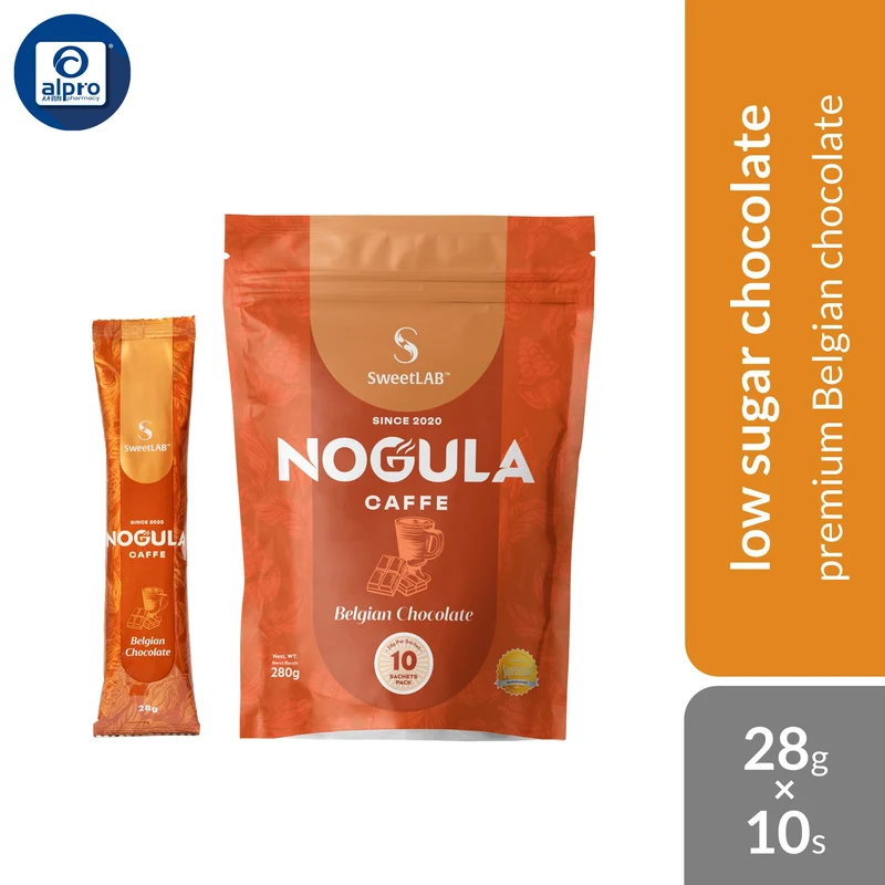SweetLab NOGULA Caffe Belgian Chocolate 28g ×10s | 2g Sugar with Premium Belgian Chocolate