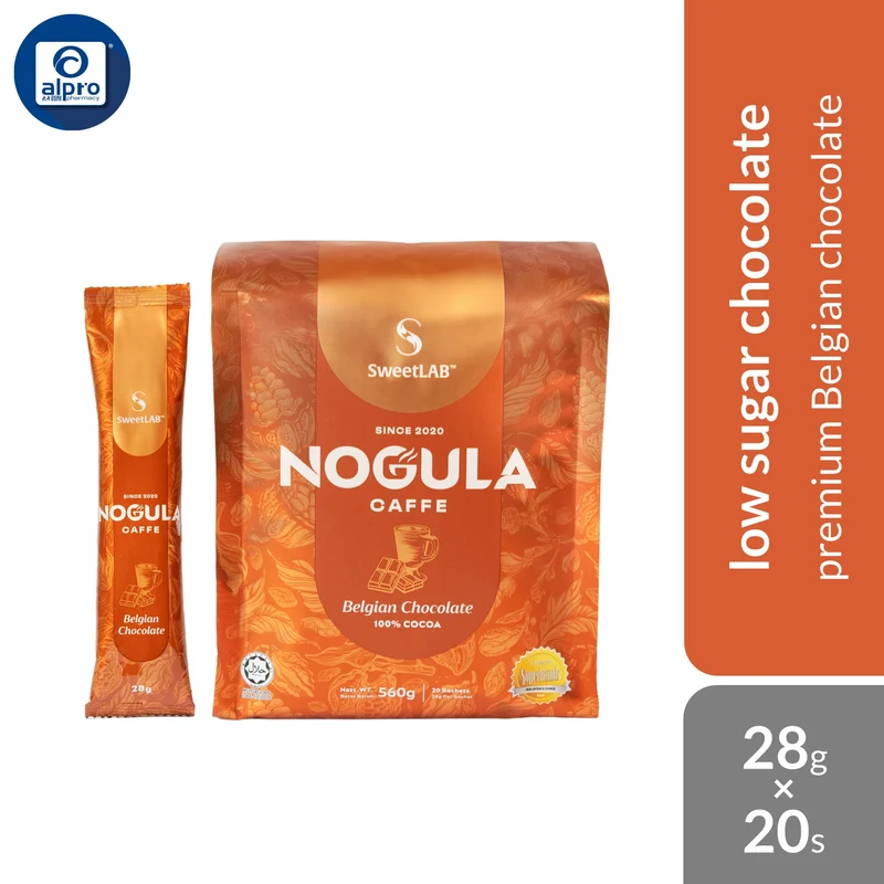 SweetLab NOGULA Caffe Belgian Chocolate 28g ×20s | 2g Sugar with Premium Belgian Chocolate