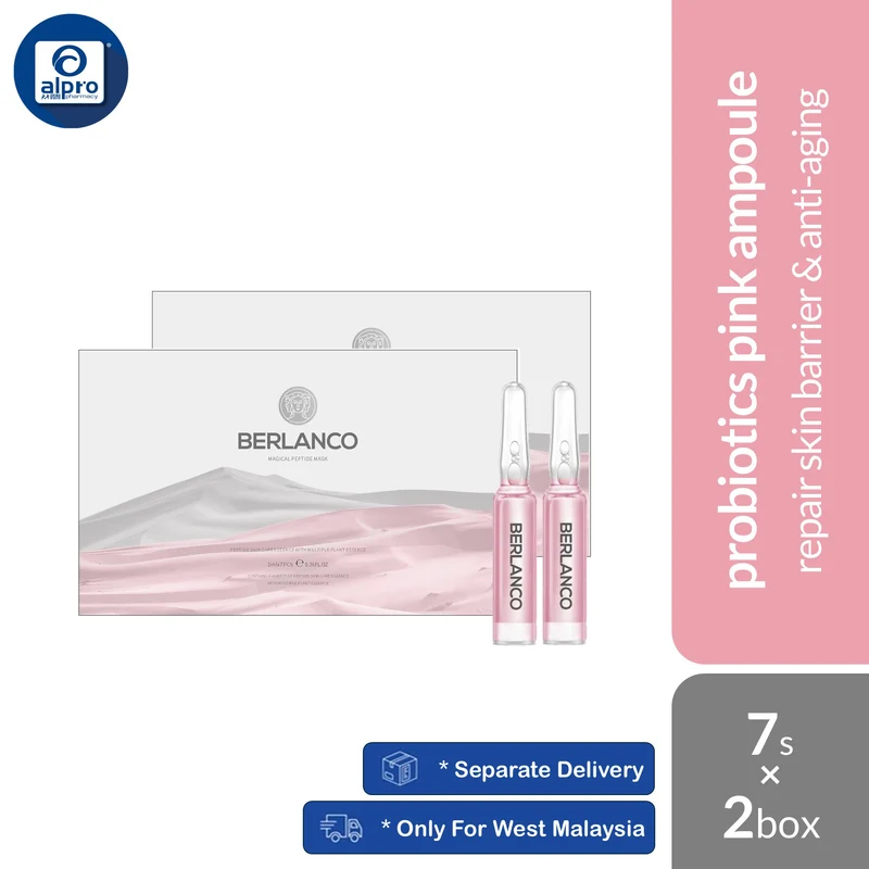Berlanco Probiotics Pink Ampoule (1.5mL ×7s) 2s Combo | Repair Skin Barrier & Anti-Aging