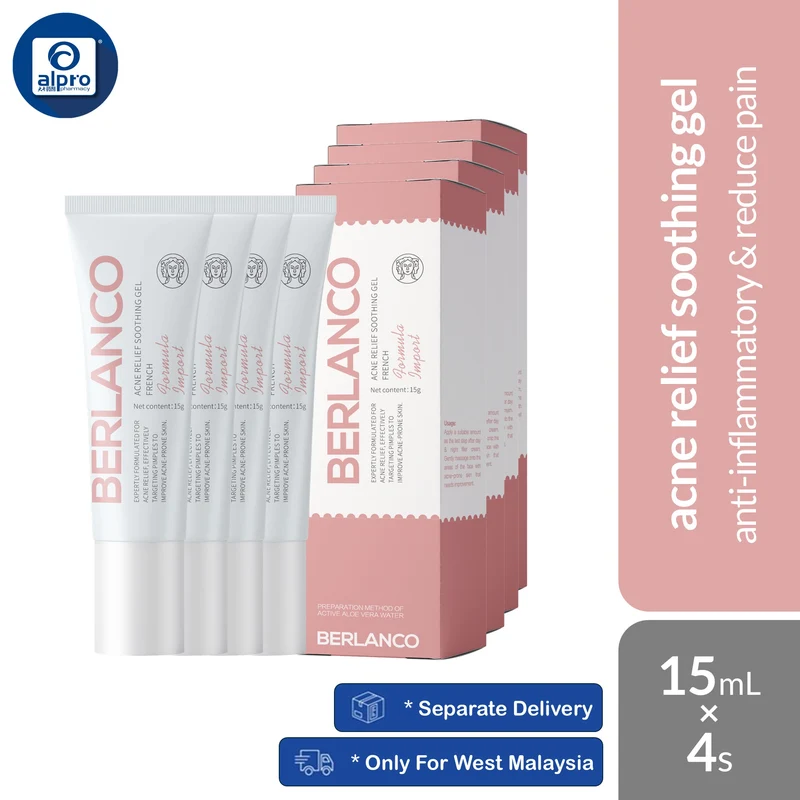 Berlanco Acne Relief Soothing Gel 15mL 4s Combo | Anti-Inflammatory & Reduce Pain