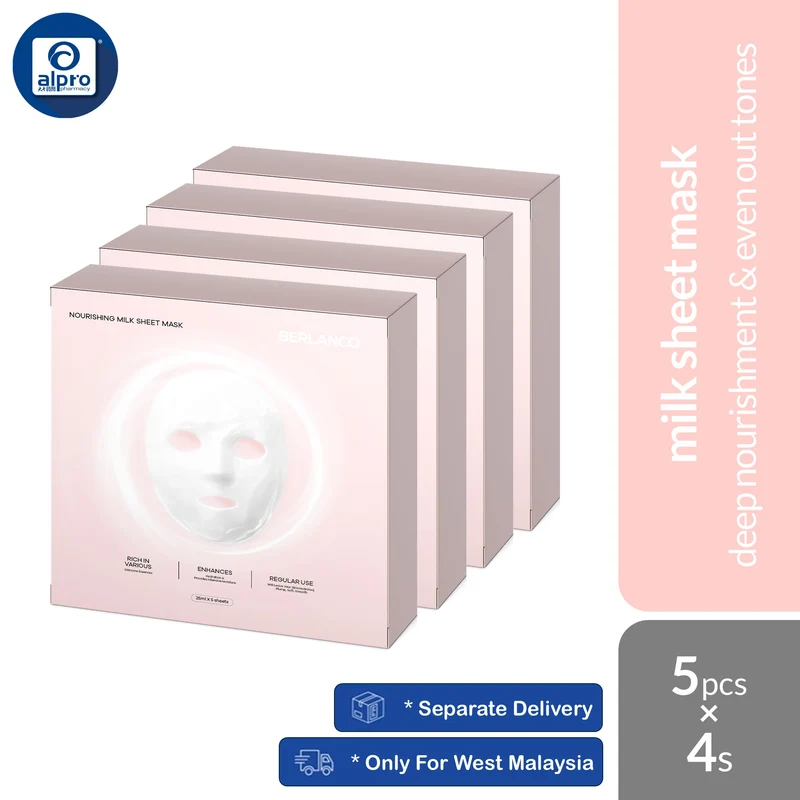 Berlanco Milksheet Nourshing Mask 4s Combo | Deep Nourishment & Even Out Tones