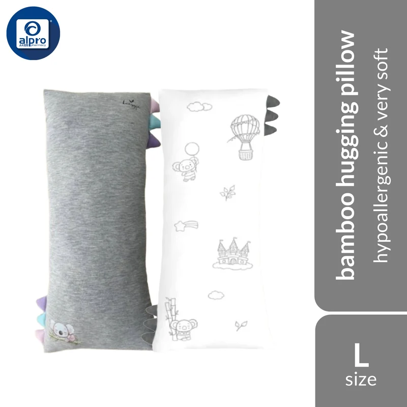 Kaeggie Organic Bamboo Hugging Pillow Grey Classic/ White Sketch (L size - 25×55cm) | Naturally Hypoallergenic