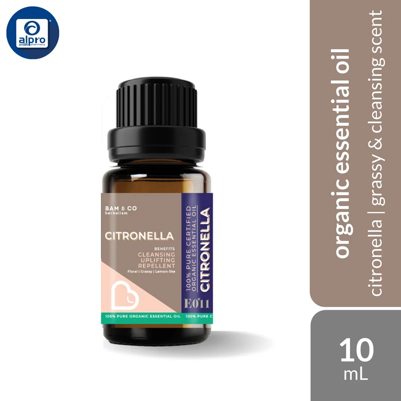 Bam & Co. Citronella Organic Essential Oil 10mL | | Grassy & Cleansing Scent