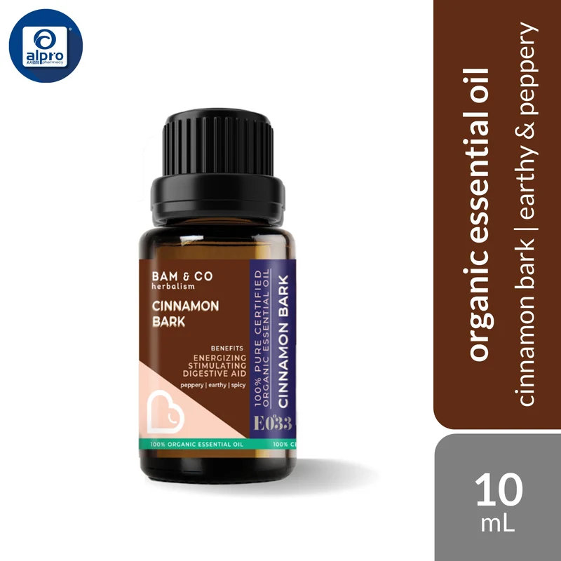 Bam & Co. Cinnamon Bark Organic Essential Oil 10mL | Earthy & Peppery Scent