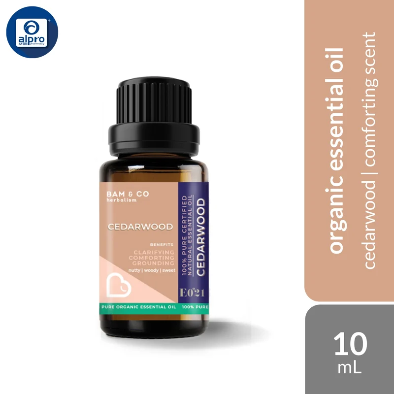 Bam & Co. Cedarwood Organic Essential Oil 10mL | Clarifying & Comforting Scent