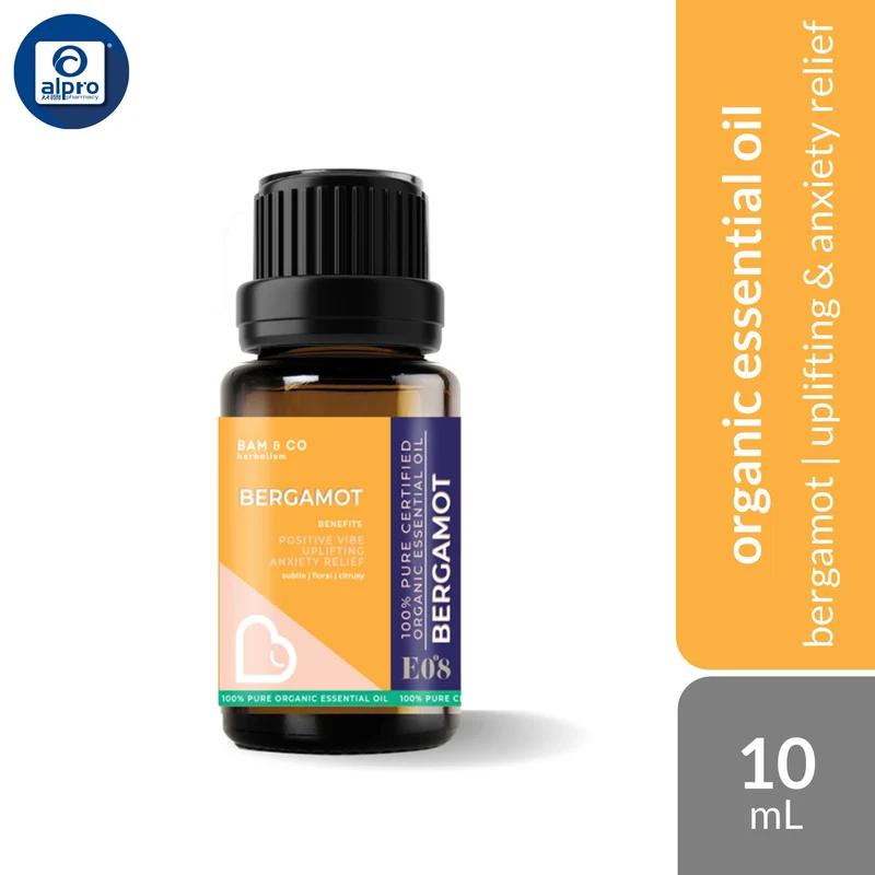 Bam & Co. Bergamot Organic Essential Oil 10mL | Uplifting & Helps Anxiety Relief
