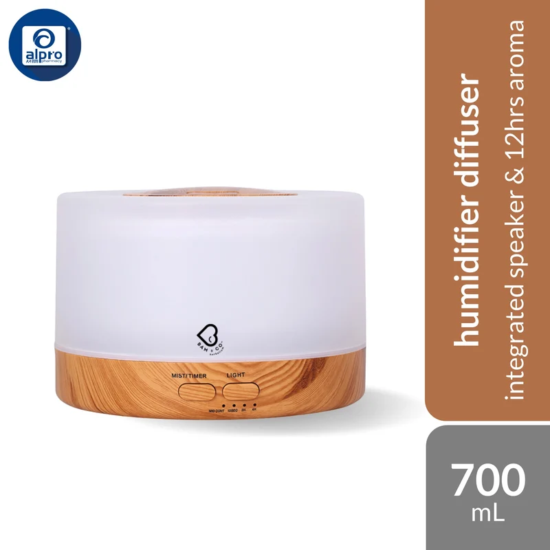 Bam & Co. La Muse Therapeutic Diffuser Humidifier 700mL | Integrated Speaker & Up To 12hrs Of Aroma
