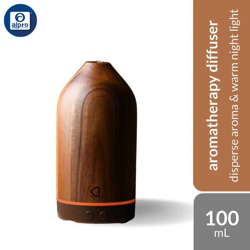 Bam & Co. Emerald Premium Mahagony Handcrafted Wood Therapeutic Aromatherapy Diffuser 100mL | Disperse Aroma & Warm Nigh