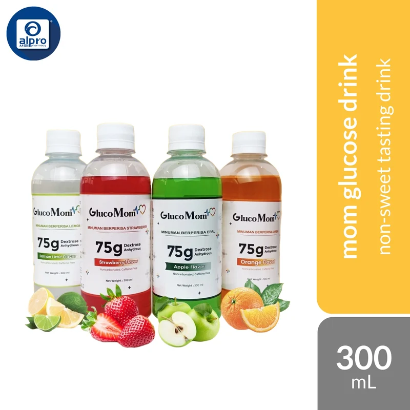 GlucoMom 75g Glucose Drink (Orange/ Lemon Lime/ Apple/ Strawberry) 300mL