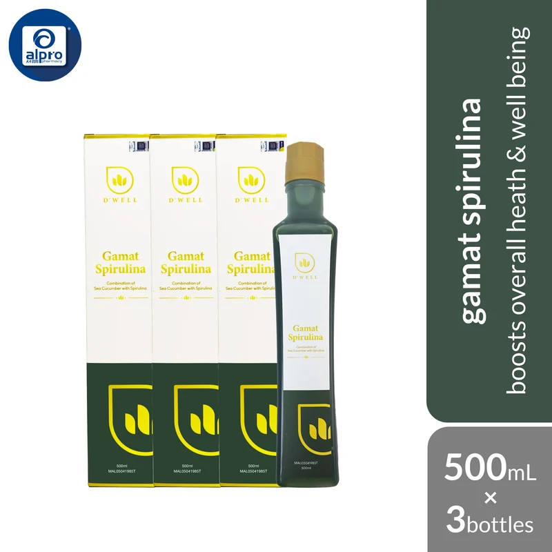 D'Well Gamat Spirulina 500mL ×3 Bottles | Boosts Overall Heath & Well Being