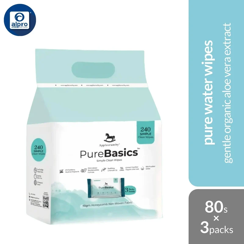 Applecrumby Purebasic Wipes 80s x 3pack