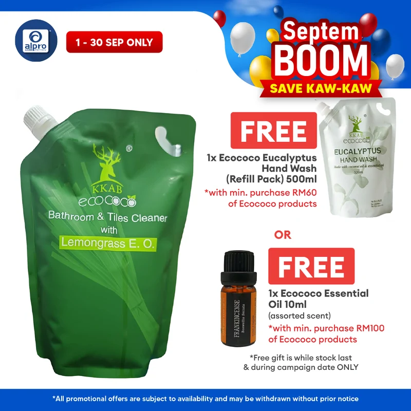 ecococo Lemongrass Bathroom & Tiles Cleaner Refill 1kg | Refreshing Lemongrass Fragrance