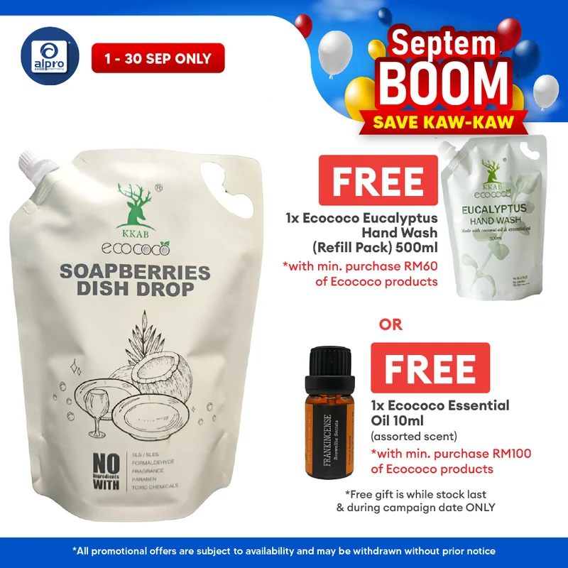 ecococo Soapberries Dish Drop Refill 2kg | Food Grade Formula & Skin Friendly