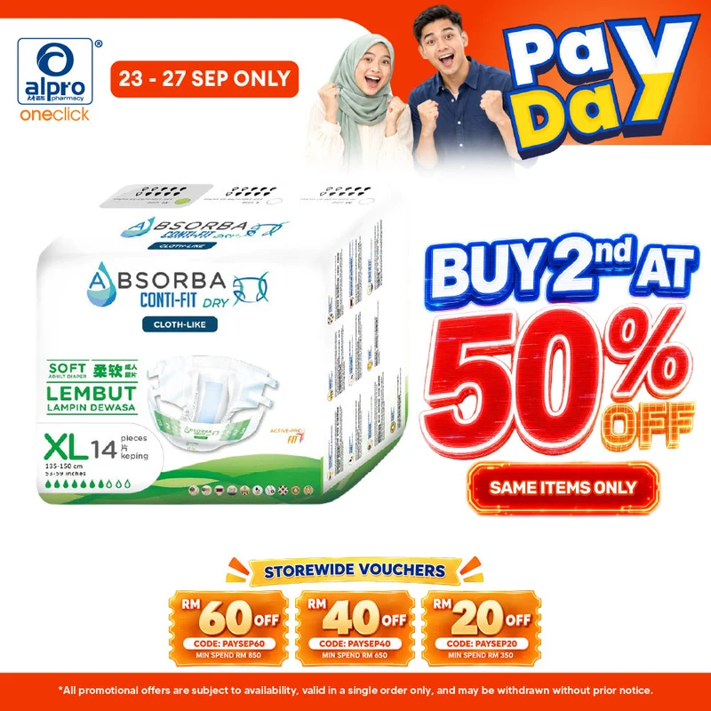 Absorba Conti-Fit Dry Adult Diapers XL Size 14s | High Absorbency