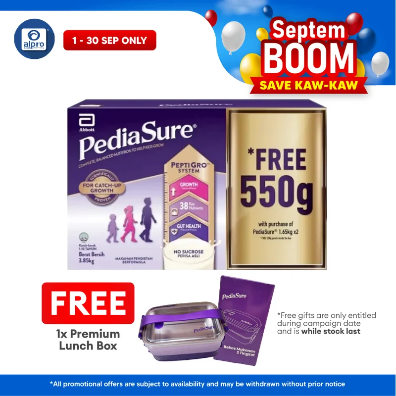 Abbott Pediasure Peptigro Vanilla 1.65KG X2 FOC 550G