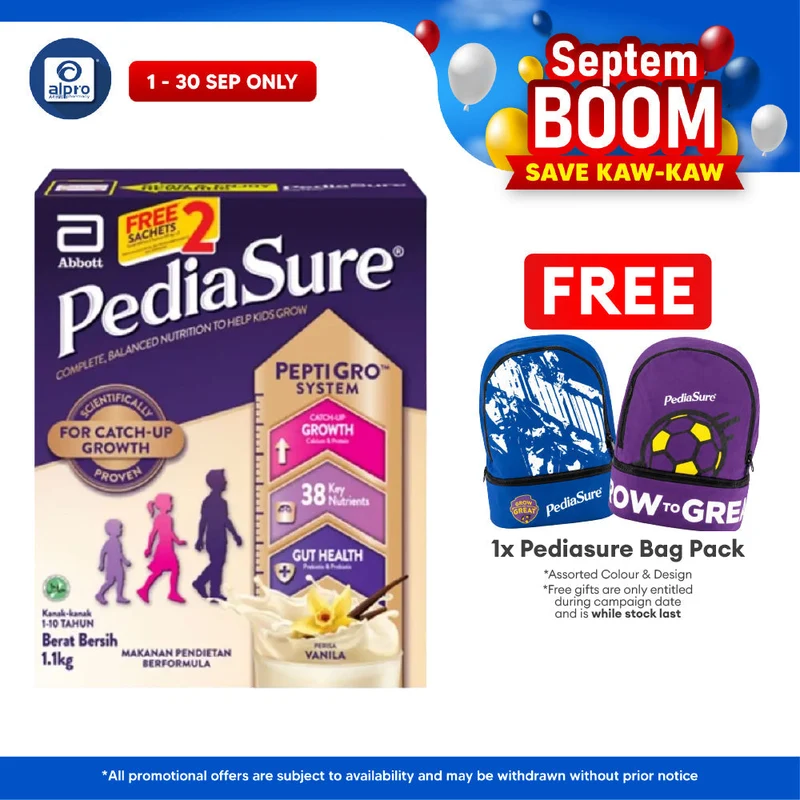 Abbott PediaSure Peptigro Vanilla 1.1KG FOC 2 sachets