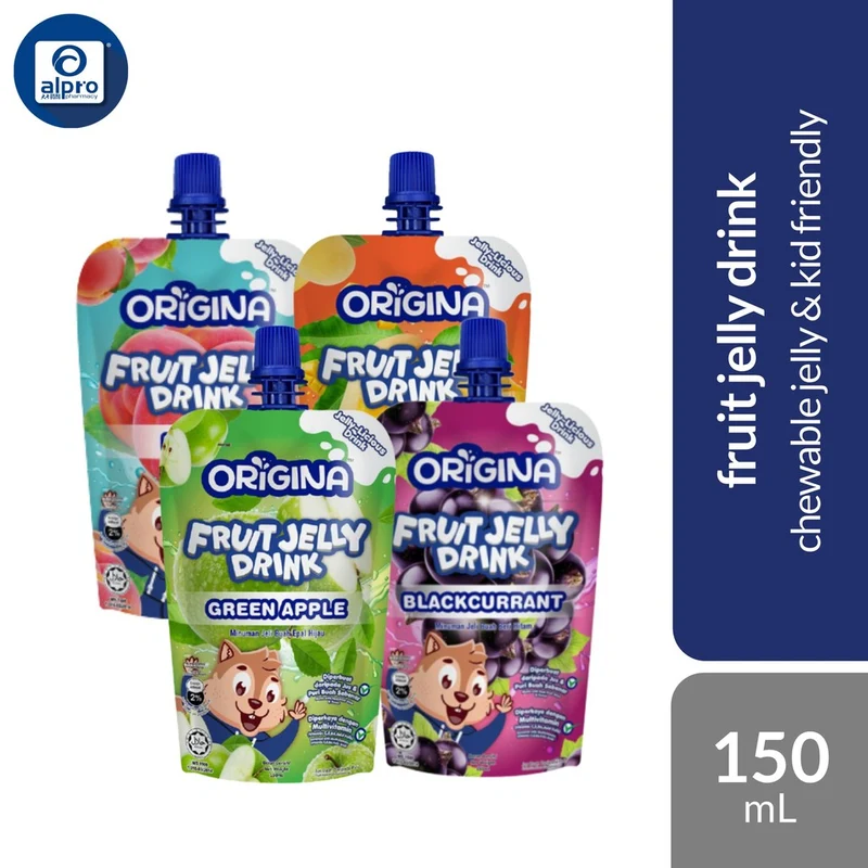 Origina Fruit Jelly Drink with Multivitamins (Peach/ Apple/ Mango/ Blackcurrant) 150mL | Chewable Jelly & Kid Friendly