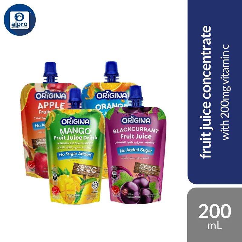Origina Fruit Juice (Apple/ Mango/ Orange/ Blackcurrant) 200mL | Preservative Free With 200mg Vitamin C