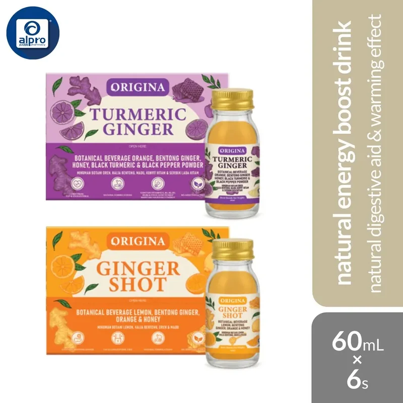 Origina (Ginger/ Turmeric) Shot 60mL ×6 bottles | Natural Digestive Aid & Warming Effect