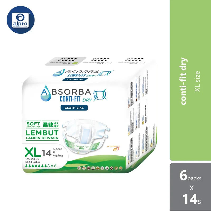 Absorba Conti-Fit Dry Adult Diapers (XL) 6x14s | Soft Diaper