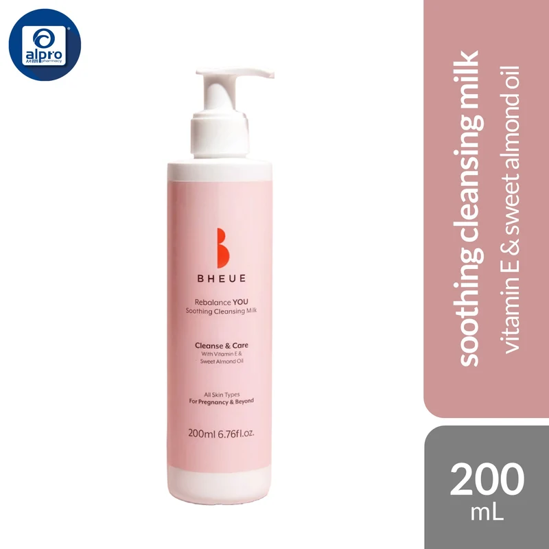 BHEUE Rebalance YOU. Cleansing Milk 200mL | Nourish & Hydrate Skin with Infused Vitamin E & Sweet Almond Oil