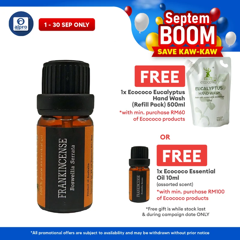 ecococo Frankincense Essential Oil 10mL | Reduce Stress & Anxiety