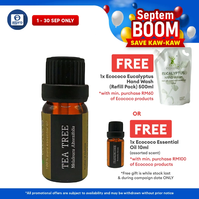 ecococo Tea Tree Essential Oil 10mL | Helps to Soothe Skin Irritations