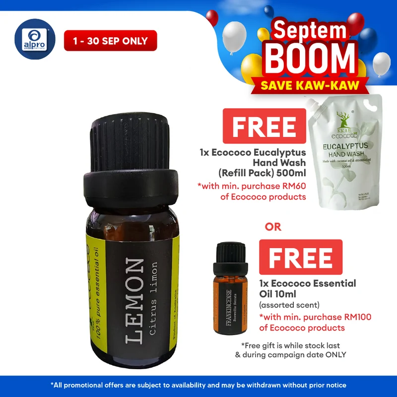 ecococo Lemon Essential Oil 10mL | Cleansing & Purifying Odour