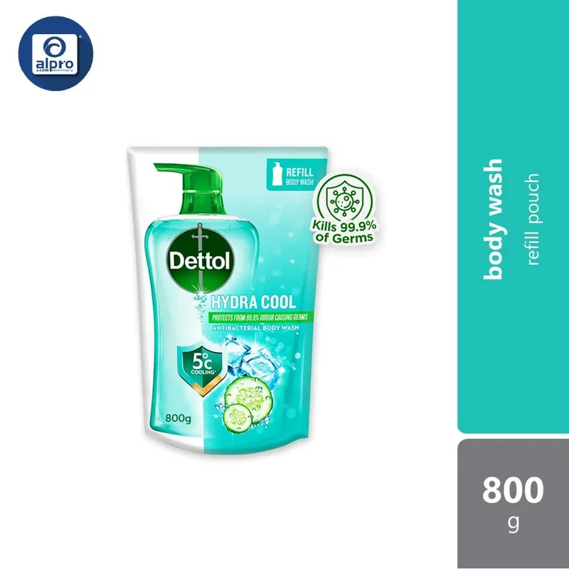 Dettol Shower Gel Hydracool Refill Pouch 800ml | Refreshing & Cooling