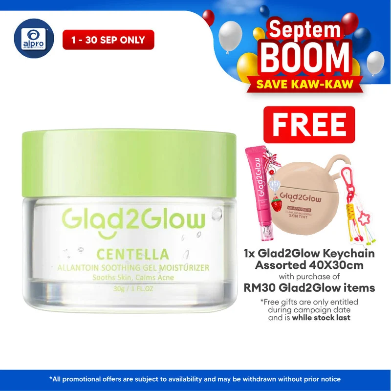Glad2Glow Centella Allantoin Soothing Gel Moisturizer 30g | Hydrates Skin & Helps Treat Acne