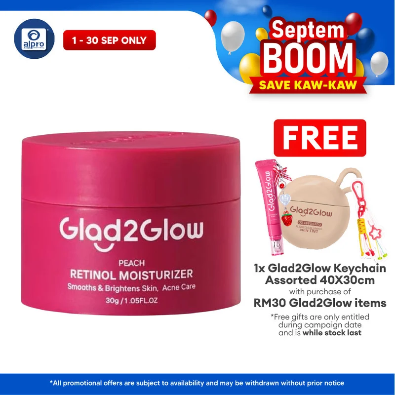 Glad2Glow Peach Retinol Moisturizer 30g | Prevent Signs of Premature Aging