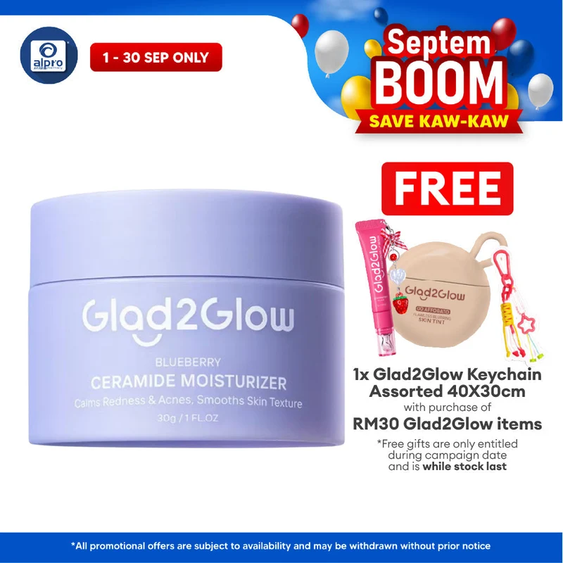 Glad2Glow Blueberry 5% Ceramide Barrier Repair Moisturizer 30g | Calms Inflamed & Irritated Skin