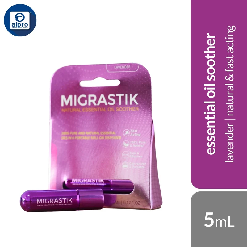 Migrastik Natural Essential Oil Soother Lavender 5mL | Roll On Soother Convenient Size