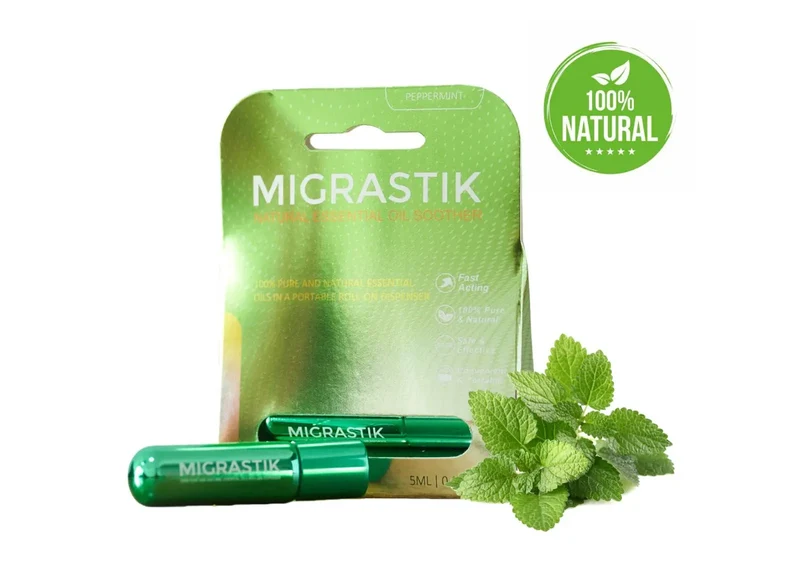 Migrastik Natural Essential Oil Soother Peppermint 5mL | Roll On Soother Convenient Size