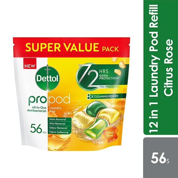 Dettol All in One Laundry Detergent Pod 56pcs (Citrus Rose/ Rainforest Fresh)