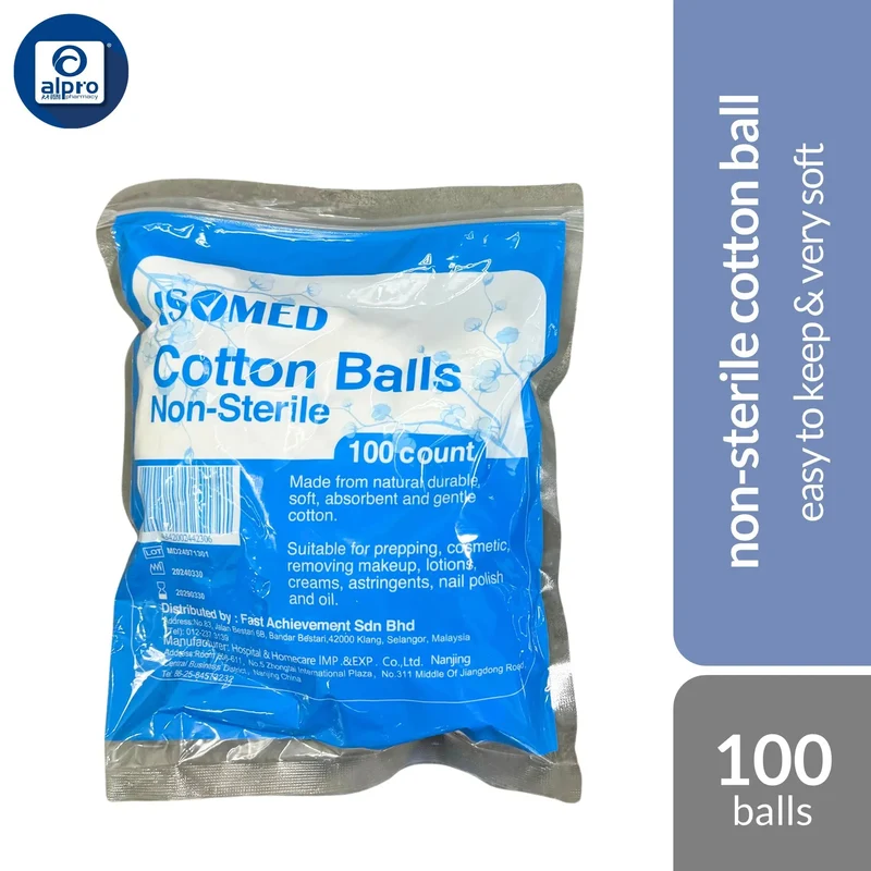 Isomed Non Sterile Cotton Ball 100s | Easy To Keep & Very Soft